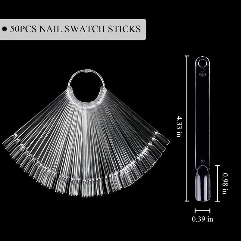 furtherpretty Clear Nail Swatch Sticks with Number Stickers, 50 Pcs Squoval Nail Sample Swatches for Gel Polish Color Display Practice Nails muestrario de colores para uñas Manicure Supplies - Image 2